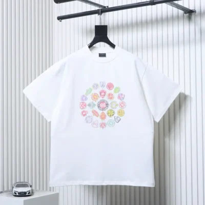 Balenciaga 26SS Kurzarm-T-Shirt mit neuem Medaillenprint-Logo