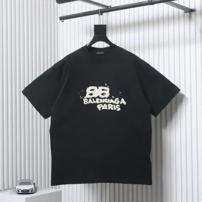 Balenciaga Double B Graffiti Splatter Letter Kurzarm-T-Shirt