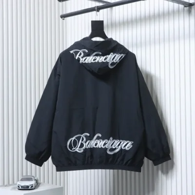 Balenciaga Kapuzen-Trainingsjacke mit gestickter Script-Signatur