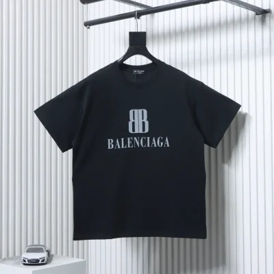 Balenciaga Kurzarmhemd mit Doppel-B-Logo-Print und Rundhalsausschnitt