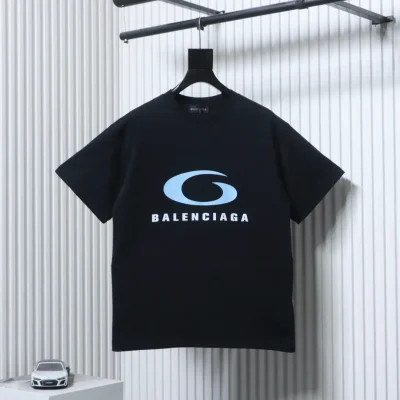 Balenciaga Kurzarmshirt mit blauem Kreis- und Buchstabenprint