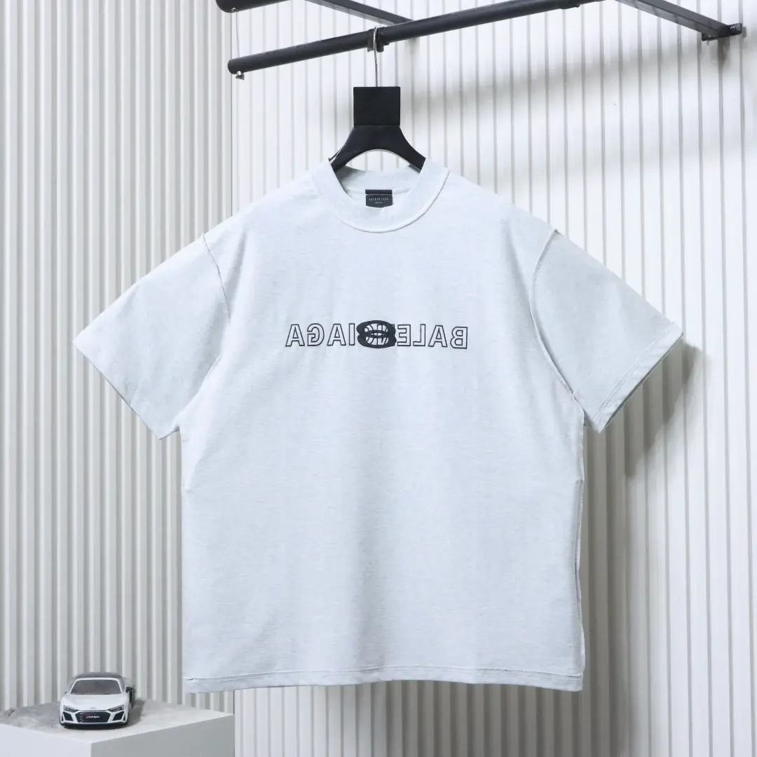 Balenciaga Overlapping Inverted-Letter Embroidered Short-Sleeve T-Shirt