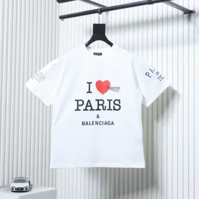 Balenciaga & Paris 25ss Kollaboration Kurzarm-T-Shirt mit mehrteiligem Logo-Print
