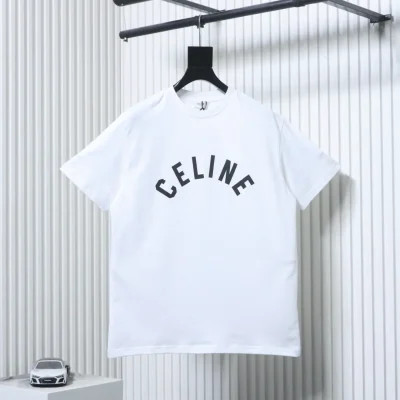 Celine 2026 Runway Magazin Edition Kurzarm-T-Shirt mit quadratischem Buchstabenlogo-Print