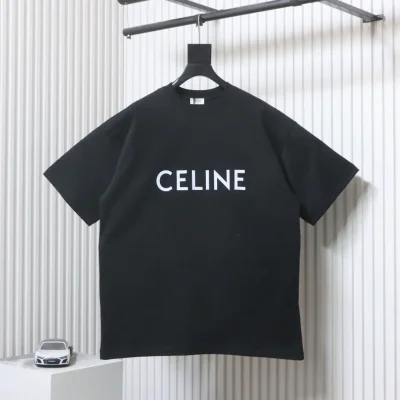 Celine T-Shirt mit klassischem Logo-Print und kurzen Ärmeln