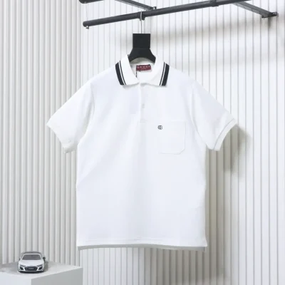 Klassisches Kurzarm-Poloshirt mit gesticktem Doppel-G-Logo und Tasche