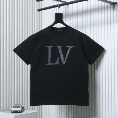 Klassisches Kurzarm-T-Shirt mit großem Strass-Logo