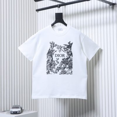 Kurzärmeliges T-Shirt mit Blumen- und Vogelsilhouetten-Print