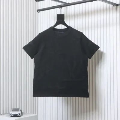 Kurzarm-T-Shirt aus dunklem Jacquard-Strick mit Monogramm