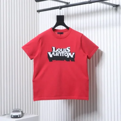 Kurzarm-T-Shirt mit Buchstabenmuster und doppelseitigem Jacquard-Strickmuster