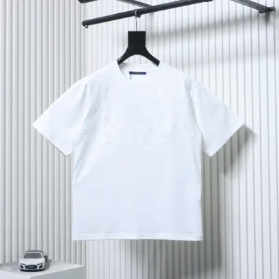 Kurzarm-T-Shirt mit dunklem Muster und gesticktem Monogramm-Logo