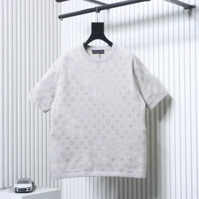 Kurzarmhemd aus Jacquard-Strick mit durchgehendem Monogramm-Farbverlauf