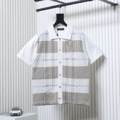 Kurzarmhemd aus kariertem Jacquard-Strick