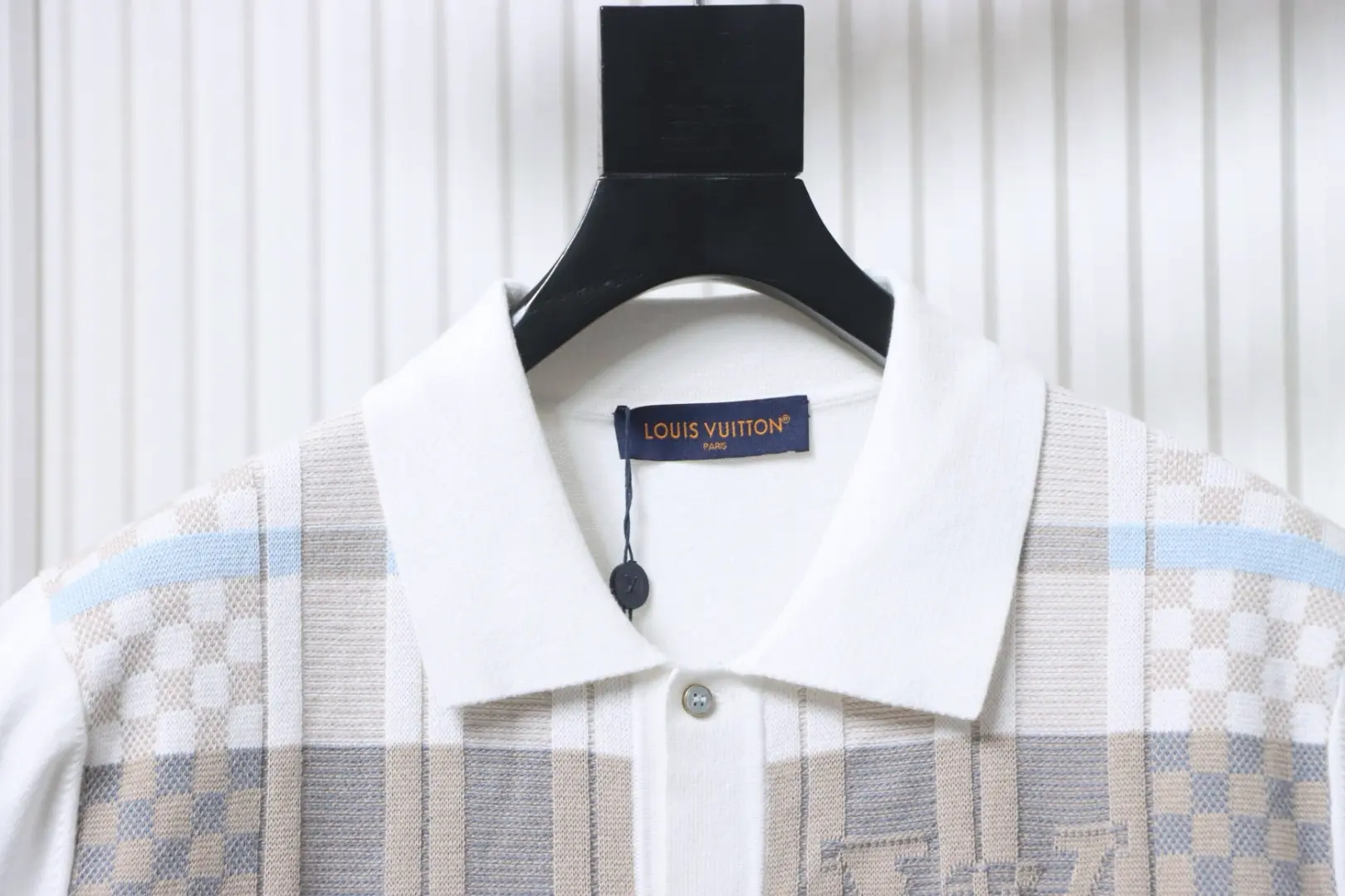 Kurzarmhemd aus kariertem Jacquard-Strick – Bild 3