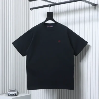 Kurzarmhemd mit rotem Logo-Stickerei