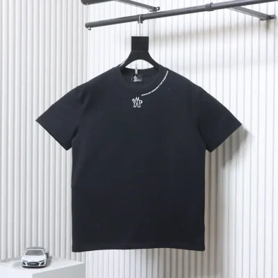 Moncler Kurzarmhemd mit Logoprint am Halsausschnitt