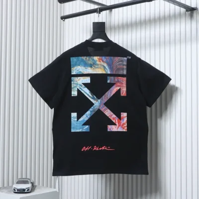 OW Kurzarmhemd mit Wolkenmuster (Ölgemälde-Stil)