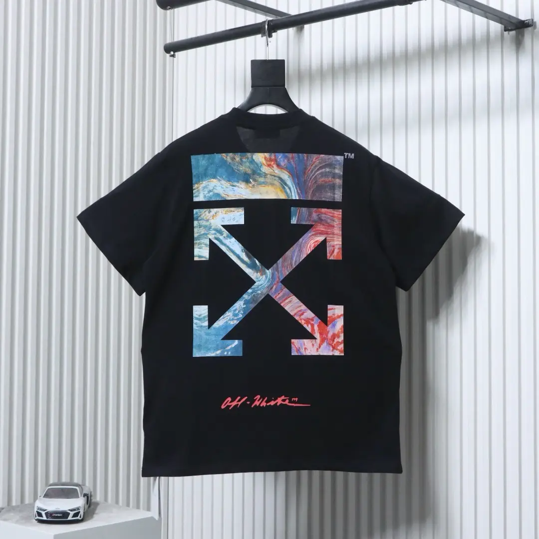 OW Kurzarmhemd mit Wolkenmuster (Ölgemälde-Stil)