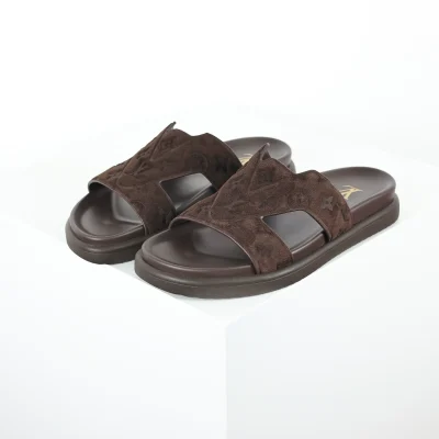 Oasis Sandalen zum Hineinschlüpfen aus Straußenleder, Braun