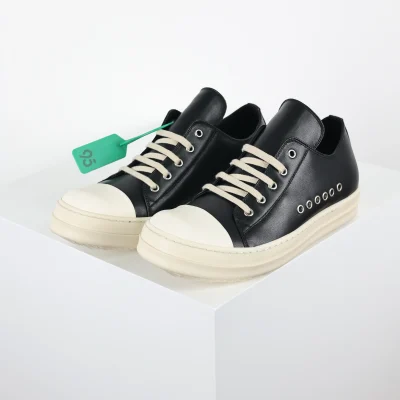 R1ck 0wens DRKSHDW Extreme Low Schnür-Sneaker Schwarzes Leder