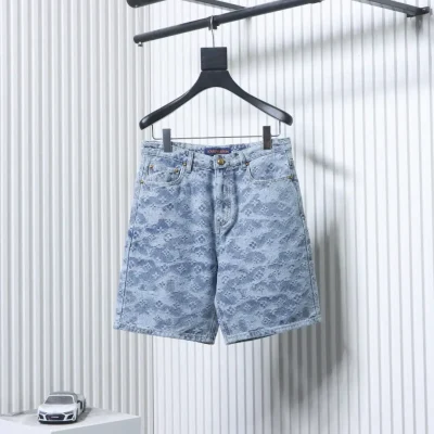 Shorts-Set aus Denim mit Allover-Monogramm-Jacquard