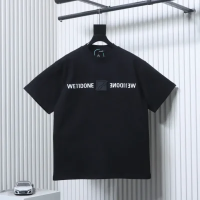 WE11DONE Data Edition Silikon 3D Lederlabel Dekorierter Buchstabendruck Kurzarm-T-Shirt