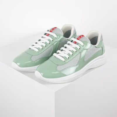 America's Cup Leder-Schnürsneaker von Herren, Mintgrün und Weiß