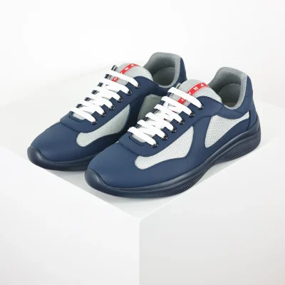 America's Cup Leder-Schnürsneaker von Herren in Blau und Weiß