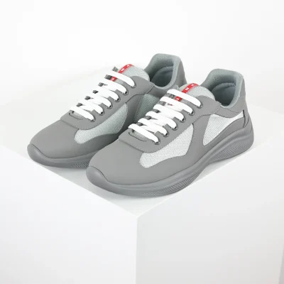 America's Cup Leder-Sneaker zum Schnüren, Herren, Grau und Weiß