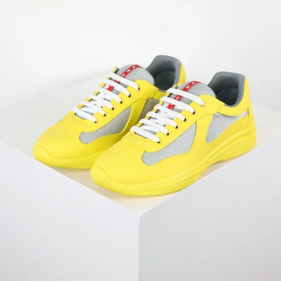 America's Cup Leder-Sneaker zum Schnüren gelb und grau