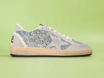 Golden Goose Silver Glitter Ball Star Sneakers Grau und Silber