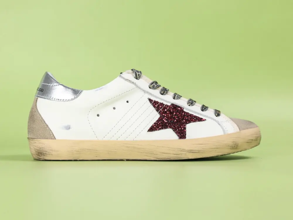 Golden Goose Super-Star Leder-Sneaker in Weiß und Braun