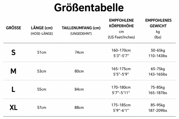 Größentabelle