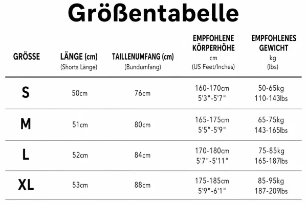 Größentabelle