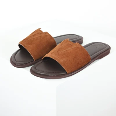 Portofion Herren-Flip-Flops aus Kalbsleder, braun