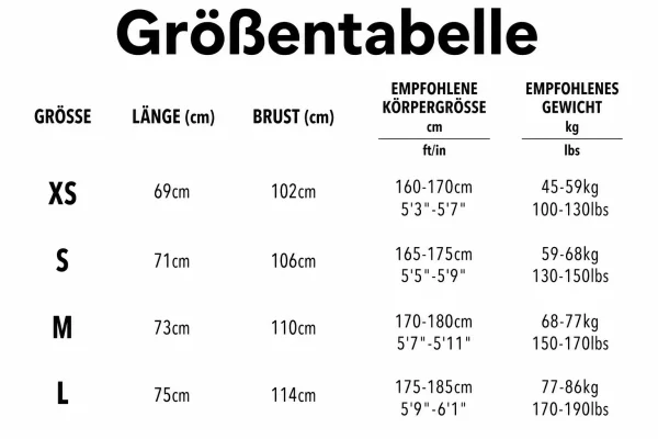 Größentabelle