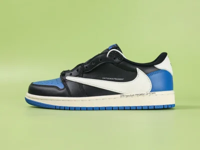 Air Jordan 1 Retro niedrig OG SP Fragment x Travis Scott „Black Royal“ Fragment Travis Scott 1 Low Schwarz-Blau