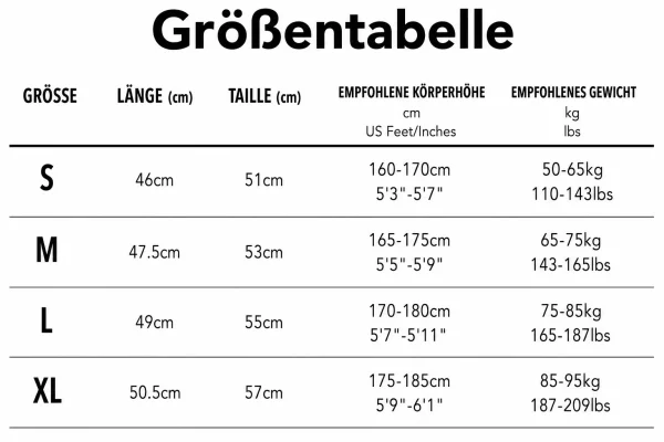 Größentabelle
