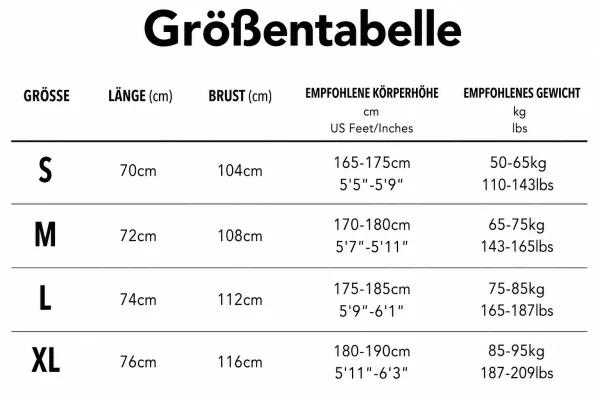 Größentabelle