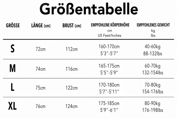 Größentabelle
