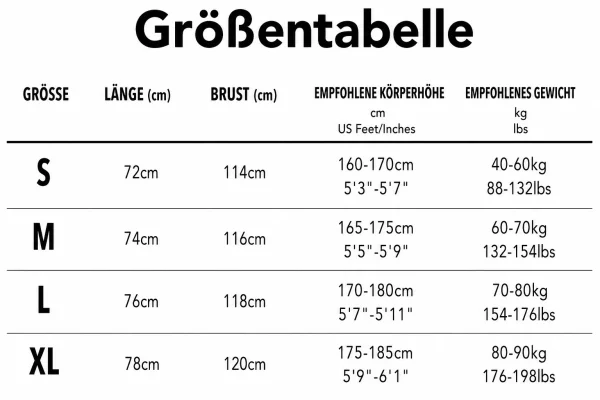 Größentabelle