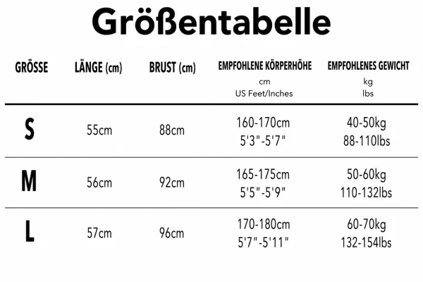 Größentabelle