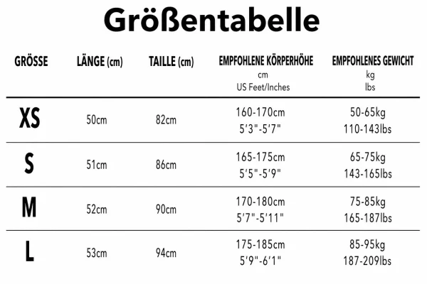 Größentabelle