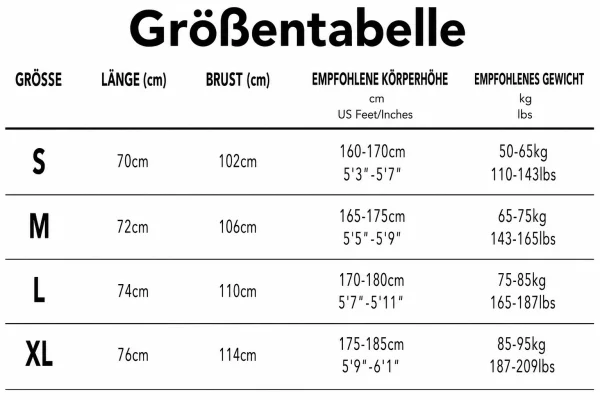 Größentabelle