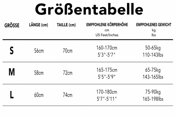 Größentabelle
