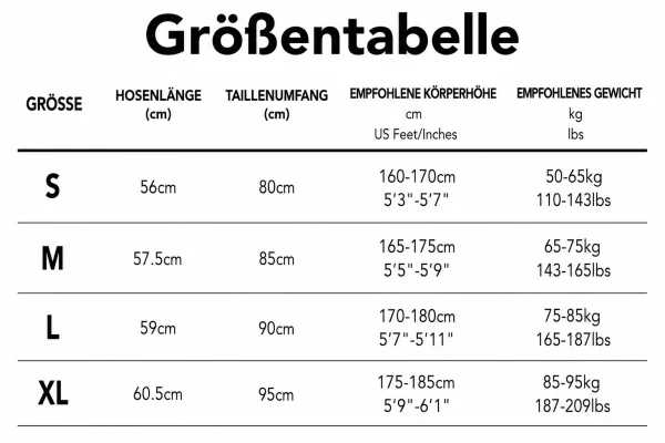 Größentabelle