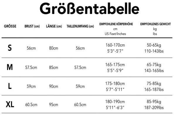 Größentabelle
