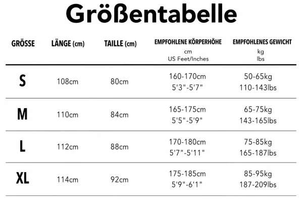 Größentabelle