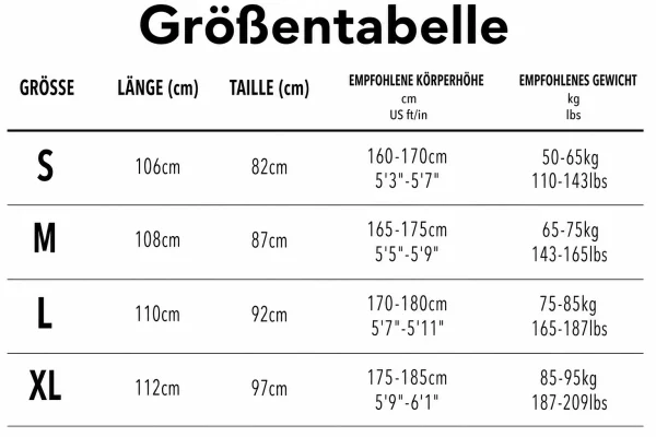 Größentabelle