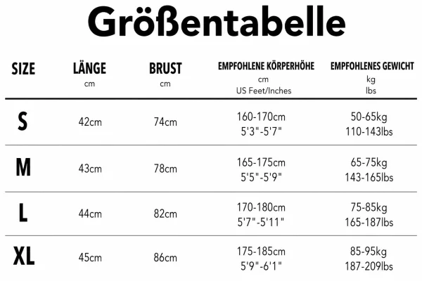 Größentabelle